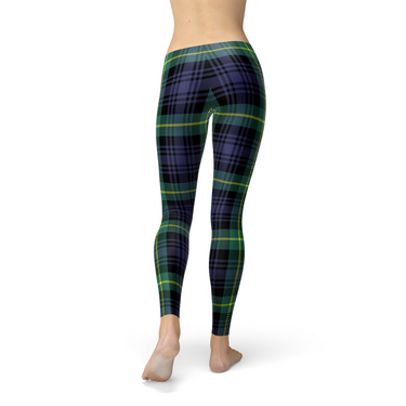 Square Irish Green Blue Tartan Leggings